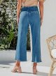 Women's Wide Leg Jeans High Waist Stretch Straight Jeans Button Down Loose Jeans with Pockets