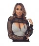 Women's Mesh Fishnet Long Sleeve Hoodie Drawstring Pullover Hoodie Cutout Long Sleeve Cropped Sweatshirt