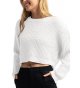 Women's Cropped Sweater Knit Long Sleeve Crewneck Soft Pullover Sweater