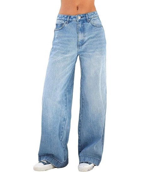 Women's High Waisted Wide Leg Jeans Straight Denim Pants Casual Baggy Trousers
