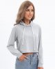 Women's Drawstring Hoodie Casual Solid Color Sweatshirt Long Sleeve Cropped Top