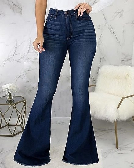 Women's Ripped High Waist Flare Classic Flare Jeans
